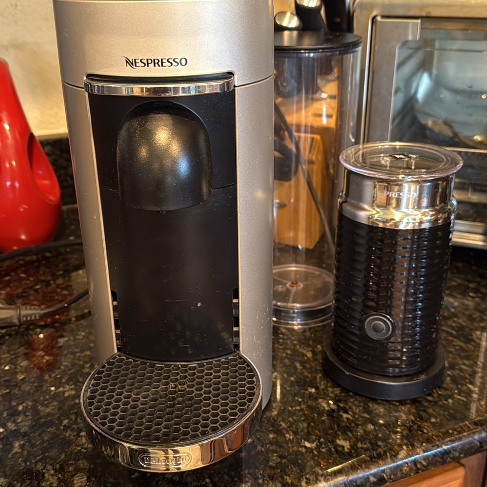 Nespresso Silver and Black Coffee Maker Set